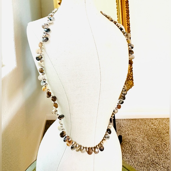 Vintage Natural Stone Necklace & Feather brooch - Picture 16 of 17